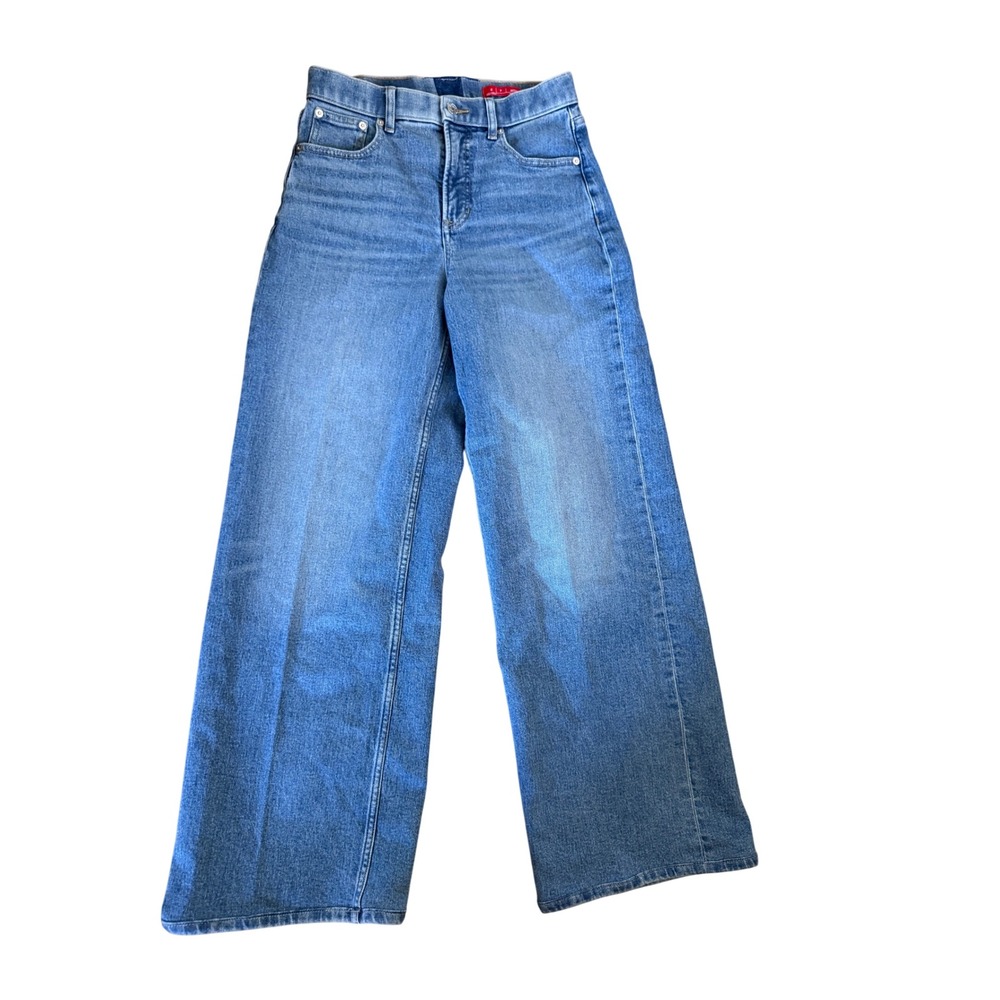 Spanx Wide Leg Jeans Medium Wash High Rise Stretch Denim 21598R Small Regular